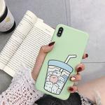 For iPhone X / XS TPU Matte Mobile Phone Case(Frosted Green Animal Milk Tea)