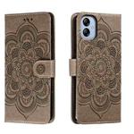 For Samsung Galaxy A04e Sun Mandala Embossing Pattern Phone Leather Case(Grey)