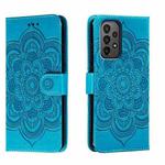 For Samsung Galaxy A24 5G Sun Mandala Embossing Pattern Phone Leather Case(Blue)