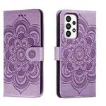 For Samsung Galaxy A34 5G Sun Mandala Embossing Pattern Phone Leather Case(Purple)
