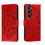 For Samsung Galaxy S23 5G Sun Mandala Embossing Pattern Phone Leather Case(Red)