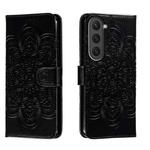 For Samsung Galaxy S23 5G Sun Mandala Embossing Pattern Phone Leather Case(Black)