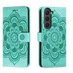 For Samsung Galaxy S23 5G Sun Mandala Embossing Pattern Phone Leather Case(Green)