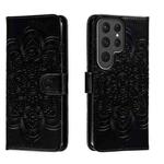 For Samsung Galaxy S23 Ultra 5G Sun Mandala Embossing Pattern Phone Leather Case(Black)
