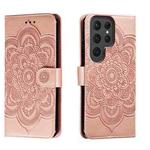 For Samsung Galaxy S23 Ultra 5G Sun Mandala Embossing Pattern Phone Leather Case(Rose Gold)