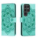 For Samsung Galaxy S23 Ultra 5G Sun Mandala Embossing Pattern Phone Leather Case(Green)