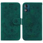 For Motorola Moto E13 Butterfly Rose Embossed Leather Phone Case(Green)