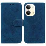 For OPPO Reno9 Pro Butterfly Rose Embossed Leather Phone Case(Blue)