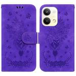 For OPPO Reno9 Pro Butterfly Rose Embossed Leather Phone Case(Purple)