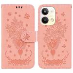 For OPPO Reno9 Pro Butterfly Rose Embossed Leather Phone Case(Pink)