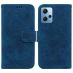 For Xiaomi Redmi Note 12 4G Global Butterfly Rose Embossed Leather Phone Case(Blue)