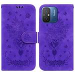 For Xiaomi Redmi 12C / 11A Butterfly Rose Embossed Leather Phone Case(Purple)