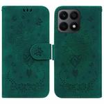 For Honor X8a Butterfly Rose Embossed Leather Phone Case(Green)