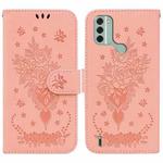 For Nokia C31 Butterfly Rose Embossed Leather Phone Case(Pink)