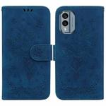 For Nokia X30 Butterfly Rose Embossed Leather Phone Case(Blue)