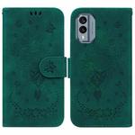 For Nokia X30 Butterfly Rose Embossed Leather Phone Case(Green)