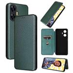 For Realme C55 Carbon Fiber Texture Flip Leather Phone Case(Green)