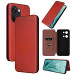 For OnePlus Ace 2V Carbon Fiber Texture Flip Leather Phone Case(Brown)