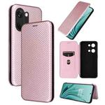 For OnePlus Ace 2V Carbon Fiber Texture Flip Leather Phone Case(Pink)