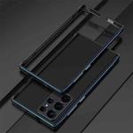 For Samsung Galaxy S23 Ultra 5G Aurora Series Lens Protector + Metal Frame Phone Case(Black Blue)