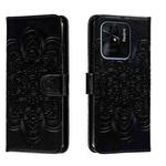 For Xiaomi Redmi 10C Sun Mandala Embossing Pattern Phone Leather Case(Black)