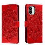 For Xiaomi Redmi A1 Sun Mandala Embossing Pattern Phone Leather Case(Red)