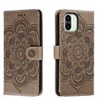 For Xiaomi Redmi A1 Sun Mandala Embossing Pattern Phone Leather Case(Grey)