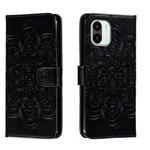 For Xiaomi Redmi A1 Sun Mandala Embossing Pattern Phone Leather Case(Black)