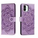 For Xiaomi Redmi A1 Sun Mandala Embossing Pattern Phone Leather Case(Purple)