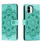 For Xiaomi Redmi A1 Sun Mandala Embossing Pattern Phone Leather Case(Green)