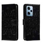 For Xiaomi Redmi Note 12 Pro 5G Global Sun Mandala Embossing Pattern Phone Leather Case(Black)