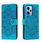 For Xiaomi Redmi Note 12 Pro 5G Global Sun Mandala Embossing Pattern Phone Leather Case(Blue)