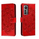 For Xiaomi 12 Lite Sun Mandala Embossing Pattern Phone Leather Case(Red)