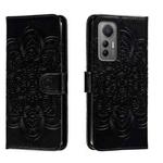 For Xiaomi 12 Lite Sun Mandala Embossing Pattern Phone Leather Case(Black)