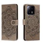 For Xiaomi 13 Sun Mandala Embossing Pattern Phone Leather Case(Grey)