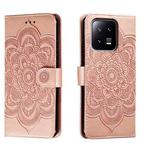 For Xiaomi 13 Sun Mandala Embossing Pattern Phone Leather Case(Rose Gold)