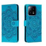 For Xiaomi 13 Sun Mandala Embossing Pattern Phone Leather Case(Blue)