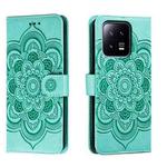 For Xiaomi 13 Sun Mandala Embossing Pattern Phone Leather Case(Green)