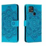 For Xiaomi Poco C40 Sun Mandala Embossing Pattern Phone Leather Case(Blue)