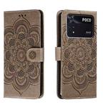 For Xiaomi Poco M4 Pro Sun Mandala Embossing Pattern Phone Leather Case(Grey)