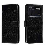 For Xiaomi Poco M4 Pro Sun Mandala Embossing Pattern Phone Leather Case(Black)
