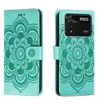 For Xiaomi Poco M4 Pro Sun Mandala Embossing Pattern Phone Leather Case(Green)