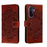 For Huawei Enjoy 50 Sun Mandala Embossing Pattern Phone Leather Case(Brown)