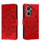 For Huawei nova 10 SE Sun Mandala Embossing Pattern Phone Leather Case(Red)