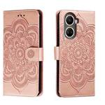 For Huawei nova 10 SE Sun Mandala Embossing Pattern Phone Leather Case(Rose Gold)