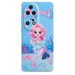 For Huawei P50 Pro Stereo Vision Pattern PC Phone Case(Blue Mermaid)
