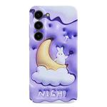 For Samsung Galaxy S23 5G Stereo Vision Pattern PC Phone Case(Moon Rabbit)