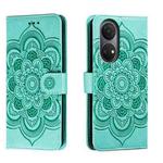 For Honor Play 30 Plus Sun Mandala Embossing Pattern Phone Leather Case(Green)