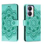 For Honor Play 40 Plus Sun Mandala Embossing Pattern Phone Leather Case(Green)