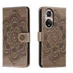 For Honor 50 Sun Mandala Embossing Pattern Phone Leather Case(Grey)